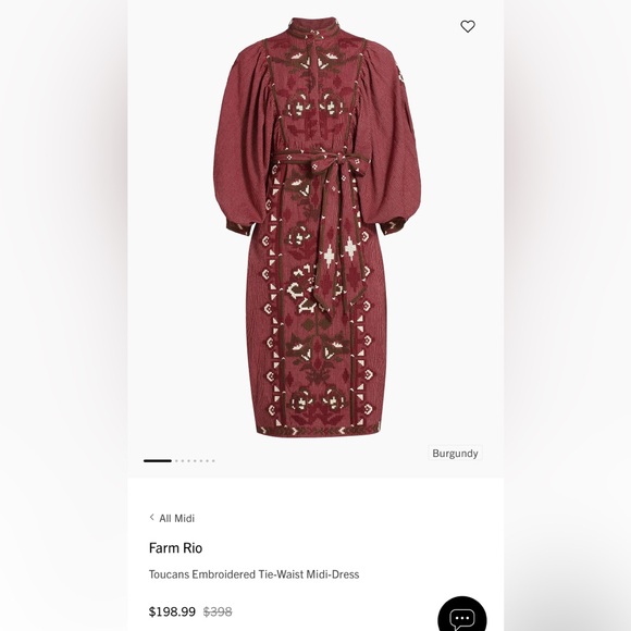farm rio burgundy dress Farm Rio Artisanal Cut-Out Embroidered Linen Maxi Dress